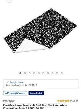Black and White Reversible Composition Desk Mat